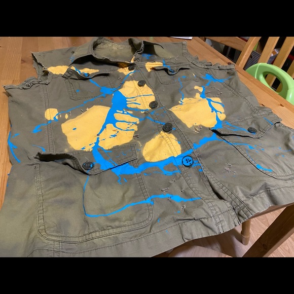 Safari vest stabbed painted thrashed bleached - Picture 2 of 7